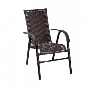 Cadeira Famais Bela Ferro Preto Liso Artesanal Fibra Tabaco