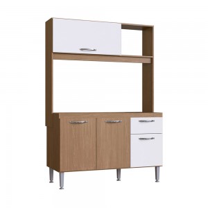 Cozinha Compacta IRM Katy 4 Portas 1 Gaveta Sem Pia Amêndoa/Branco CZ6041