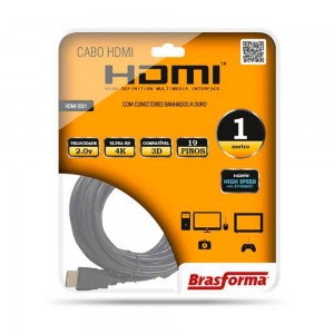 Cabo HDMI-5001 Brasforma 2.0 1080p 100cm 19 Preto