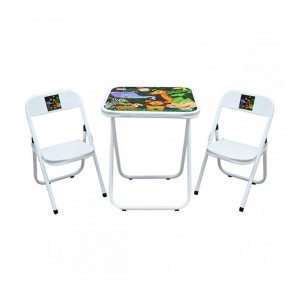 Conjunto Mesa Utilaço Itália Infantil com 2 Cadeiras Floresta Branco (INF0003-008-001) 