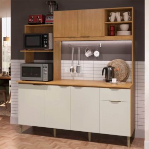 Cozinha Compacta Cadorin Móveis Dália New 6 Portas 1 Gaveta Sem Tampo Freijó/Areia 1027