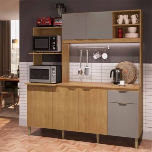 Cozinha Compacta Cadorin Móveis Dália New 6 Portas 1 Gaveta Sem Tampo Freijó/Fumê 1026