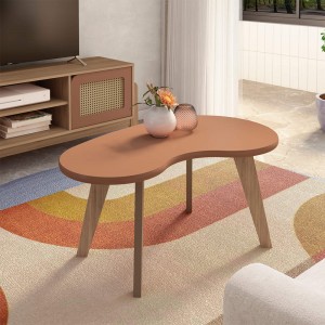 Mesa de Centro Artely Orgânica 91cm Formato de Feijão 100% MDF Terracota 004605