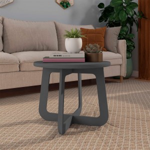 Mesa de Centro Artely Jasmin 59cm Redonda Pés Vazados 100% MDF Grafite