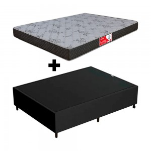 Cama Box Colchão Prorelax Cristal D33 Mola Superlástic + Base Box FJR Estofados Casal 138x188x46cm Preto/Branco