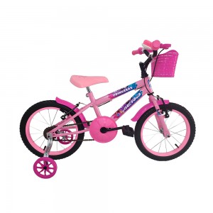 Bicicleta Aero Bikes Princesas Aro 16 Quadro Aço Carbono Cestinha Rodinhas de Apoio Lateral Rosa/Preto 481/37