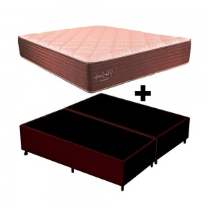 Cama Box Colchão Prorelax Pro Quality D-28 Mola Ensacada + Base Box FJR Estofados Queen Size 158x198x58cm Marrom