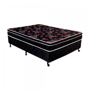 Cama Box Conjugada Platinum D28 Espuma Casal 138x188x54 Preto/Estampado