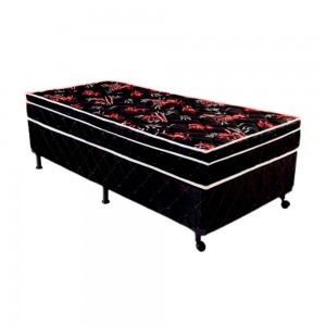 Cama Box Conjugada Platinum D28 Espuma Solteiro 88x188x54 Preto/Estampado