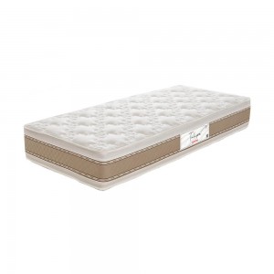 Colchão Prorelax Tulipa Solteiro 88x188x26cm D-33/D28 Espuma Sem Pillow TL01 Branco/Marrom Bordado 1123(235375)