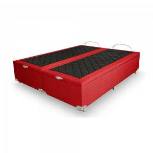 Base Box Baú Prorelax Stretch King Size Bipartida 193X203x40cm Vermelho Bordado (B07) 