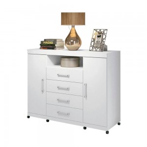 Cômoda Santos Andirá Master 2 Portas 4 Gavetas Com Rodízios Branco/Branco 303866R