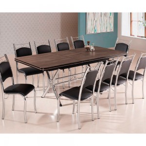 Conjunto de Mesa Brastubo ME-384 10 Lugares com Cadeira Premium Ameixa Negra/Preto