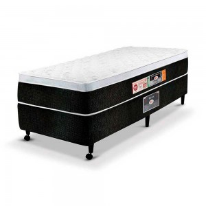 Cama Box Castor Black & White Air D45 Espuma Com Faixa Solteiro 88x188x65 Preto/Branco 