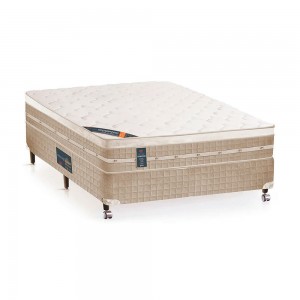 Cama Box Castor Premium D28 Tecnopedic Casal 138x188x70 Bege/Branco