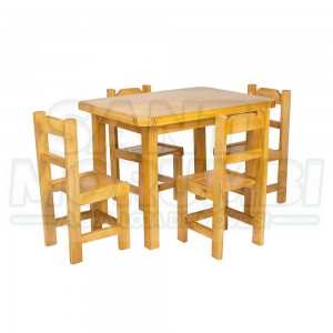 Conjunto Mesa Stevanelli Infantil Simples Pinus 60x80cm 4 Cadeiras Cerejeira