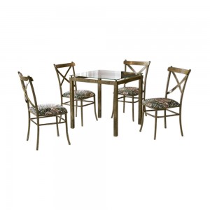 Conjunto de Mesa Decorlidi 120x80cm com 4 Cadeira Decorlidis Marrocos Ouro Envelhecido CD043 A