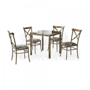 Conjunto de Mesa Decorlidi 80x80cm Cairo Ouro Envelhecido CD042 A