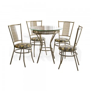 Conjunto de Mesa Decorlidi Ø90cm Dinamarca Ouro Envelhecido CD044 A 