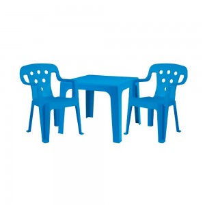 Conjunto Mesinha Plástica Mor Kids Com 2 Cadeiras Azul 