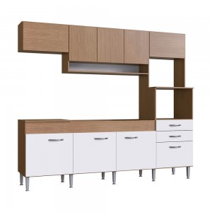 Cozinha Compacta IRM Anita 9 Portas 2 Gaveta Sem Pia Cuba Amêndoa/Branco CZ6692 