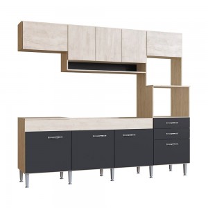 Cozinha Compacta IRM Anita 9 Portas 2 Gaveta Sem Pia Cuba Crema\Grafite CZ6692