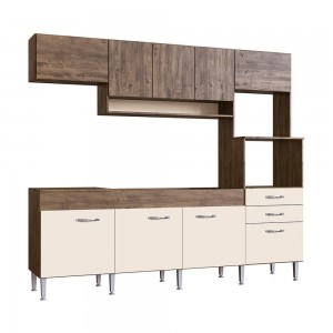 Cozinha Compacta IRM Anita 9 Portas 2 Gaveta Sem Pia Cuba Itaúba/Off White CZ6692
