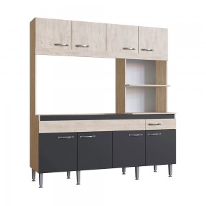 Cozinha Compacta IRM Luisa 8 Portas 1 Gaveta Sem Pia Crema\Grafite CZ6811