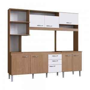 Cozinha Compacta IRM Marília 8 Portas 2 Gaveta Sem Pia Cuba Amêndoa/Branco CZ6804