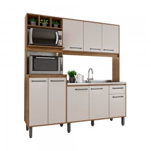 Cozinha Compacta Jaeli Julia J-600 8 Portas 1 Gaveta 184x200x52cm Nogueira/Dali J-600NRDL