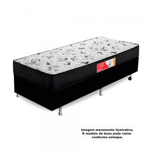 Cama Box Prorelax Cristal Basic Solteiro 88x188x58cm Molas Bonnel D-26 Bordado One Face Preto/Branco CB03