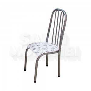 Cadeira Quality Baixa Base Craqueado Preto Assento Branco Floral