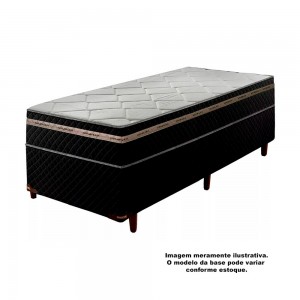 Cama Box Umaflex Attractive Solteiro 88x188x62cm D26 Mola Ensacada com Euro Pillow Preto/Cinza