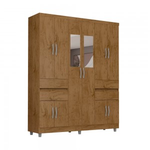 Guarda-Roupa Araplac GR E2230 10 Portas 4 Gavetas Com Espelho Com Pés Freijó 2230-97/200E