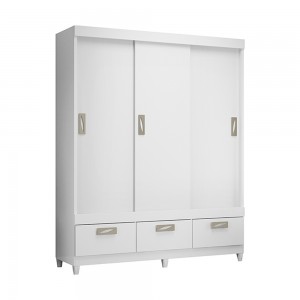 Guarda-Roupa Bambinello Light 3x3 Nápoles 3 Portas 3 Gavetas com Pés Branco Brilho 201601001