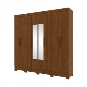 Guarda-Roupa Briz B51 8 Portas 4 Gavetas Com Espelho Com Pés Castanho HP B51-130