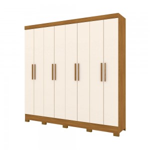 Guarda-Roupa Briz B51 8 Portas 4 Gavetas Com Pés Nature/Off White B51-127 