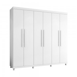 Guarda-Roupa Móveis Lanza Gênova 6 Portas 3 Gavetas Com Pés Branco 100% MDF 20.0033