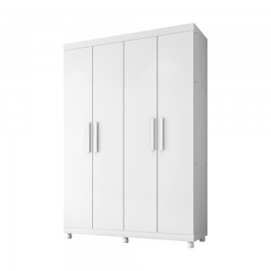 Guarda-Roupa Móveis Lanza Pádua 4 Portas 3 Gavetas Com Pés Branco 20.0115
