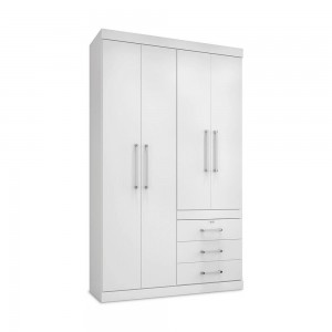 Guarda-Roupa Santos Andirá Plus 4 Portas 3 Gavetas Branco/Branco 109866