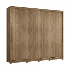 Guarda-Roupa Móveis Lanza Londres 2 Portas de Correr 8 Gavetas Com Pés Noce Bronze/Noce Bronze/Off White 100% MDF 20.018