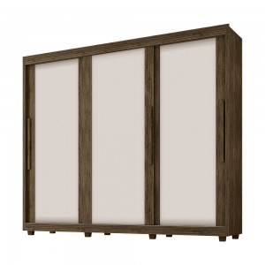 Guarda-Roupa Móveis Lanza Milão 3 Portas de Correr 5 Gavetas Com Pés Jacarandá/Jacarandá/Off White 100% MDF 20.0159