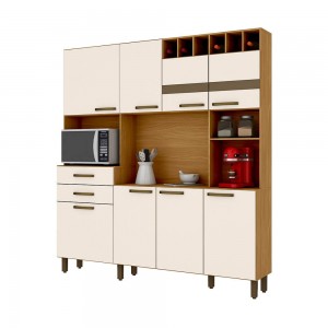 Kit Cozinha Compacta Briz B121 8 Portas 2 Gavetas Nature/Off White B121-127 