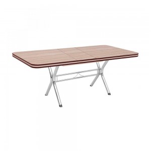 Mesa Brastubo ME-384 6 Lugares Fôrmica Extensível Base Cromado Carvalho/Tabaco