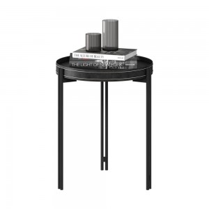Mesa de Canto Linea Brasil Mônaco Couro Preto TX 810011006-207676