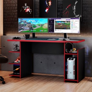 Mesa Notável Gamer NT 2065 136cm Preto TX/Vermelho