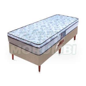 Cama Box Castor Class D26 Pocket Solteiro 96x203x65 Branco/Bege