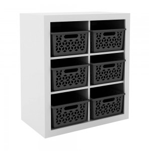 Nicho Organizador Multifuncional Tecno Mobili 71,8cm 6 Prateleiras 6 Cestos Branco/Preto OG2201