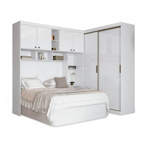 Quarto Compacto Casal Santos Andirá Paris 233x175cm Branco/Branco 148766
