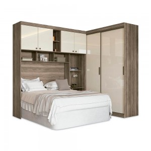 Quarto Compacto Casal Santos Andirá Paris Com Espelho 233x175cm Castanha/Off White 148727E